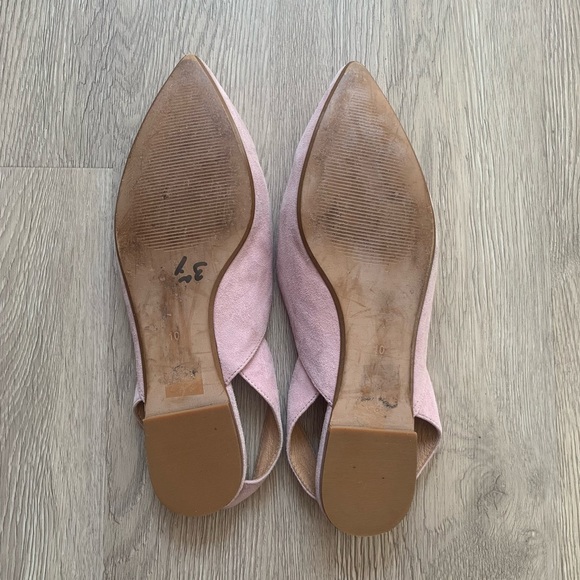 Madewell The Ava Slingback Flat Loafer in Light Pink Soft Suede Leather Flats - Picture 4 of 6